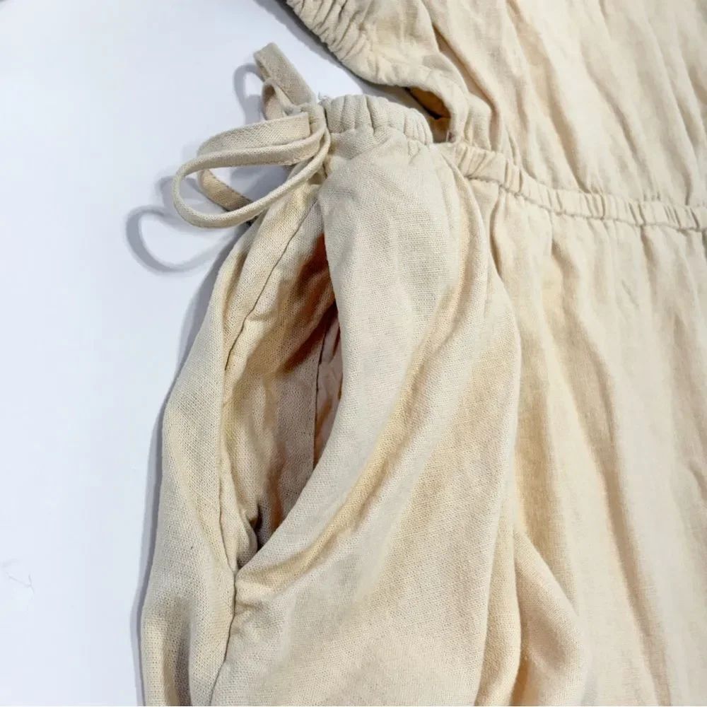 Universal Thread Linen Cutout Fit & Flare Dress Size XL Long Sleeve Tan Beige - Picture 8 of 12